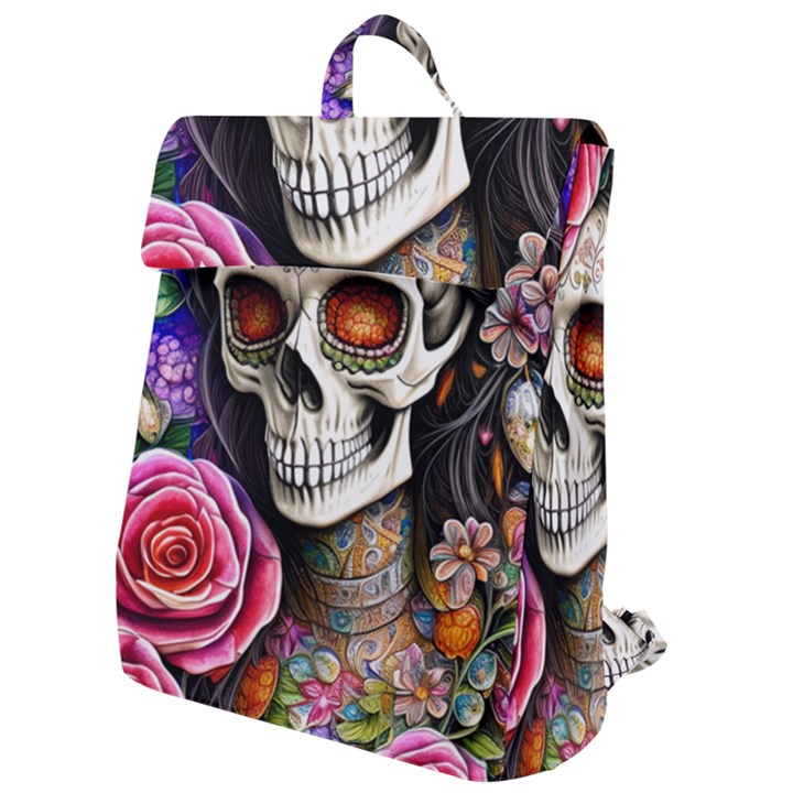 Sugar Skull Flap Top Backpack