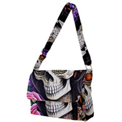 Sugar Skull Full Print Messenger Bag (s) by GardenOfOphir