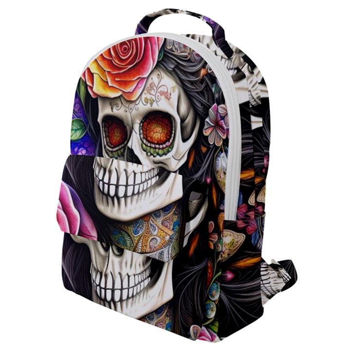 Sugar Skull Flap Pocket Backpack (Small)