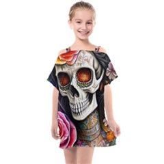 Sugar Skull Kids  One Piece Chiffon Dress by GardenOfOphir