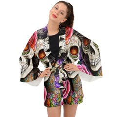 Sugar Skull Long Sleeve Kimono by GardenOfOphir