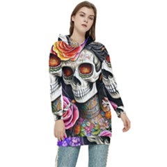 Sugar Skull Women s Long Oversized Pullover Hoodie