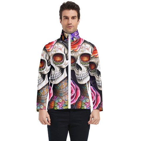 Sugar Skull Men s Bomber Jacket by GardenOfOphir