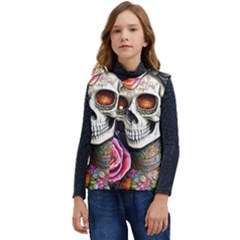 Sugar Skull Kid s Short Button Up Puffer Vest	