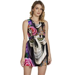 Sugar Skull Sleeveless High Waist Mini Dress by GardenOfOphir