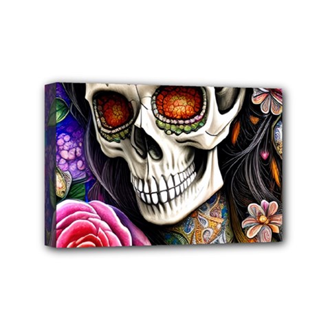 Sugar Skull Mini Canvas 6  X 4  (stretched) by GardenOfOphir