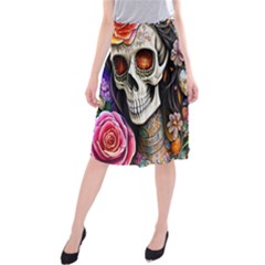 Sugar Skull Midi Beach Skirt by GardenOfOphir