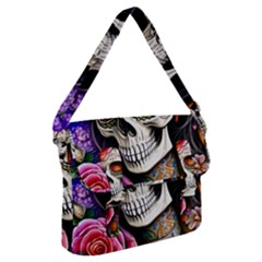 Sugar Skull Buckle Messenger Bag by GardenOfOphir