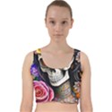 Sugar Skull Velvet Racer Back Crop Top View1