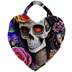 Sugar Skull Giant Heart Shaped Tote by GardenOfOphir