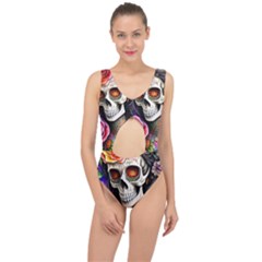 Sugar Skull Center Cut Out Swimsuit by GardenOfOphir