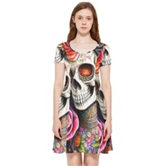 Sugar Skull Inside Out Cap Sleeve Dress by GardenOfOphir