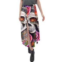 Sugar Skull Velour Split Maxi Skirt by GardenOfOphir