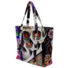 Sugar Skull Zip Up Canvas Bag by GardenOfOphir