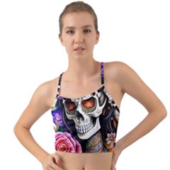 Sugar Skull Mini Tank Bikini Top by GardenOfOphir