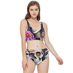 Sugar Skull Frilly Bikini Set by GardenOfOphir