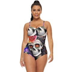 Sugar Skull Retro Full Coverage Swimsuit by GardenOfOphir