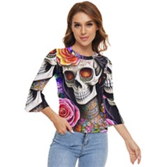 Sugar Skull Bell Sleeve Top