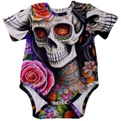 Sugar Skull Baby Short Sleeve Bodysuit by GardenOfOphir