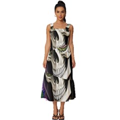 Sugar Skull Square Neckline Tiered Midi Dress by GardenOfOphir