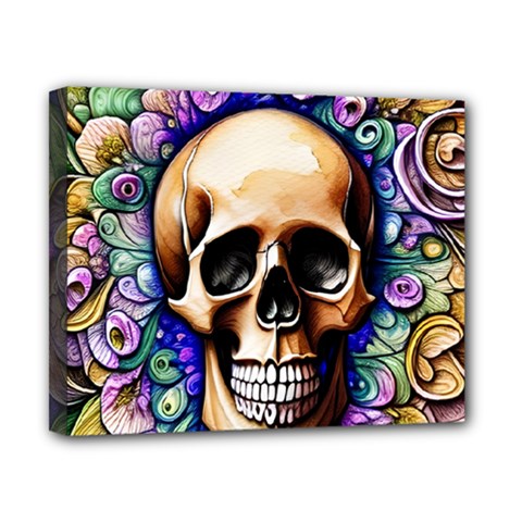 Gothic Skull Canvas 10  X 8  (stretched) by GardenOfOphir