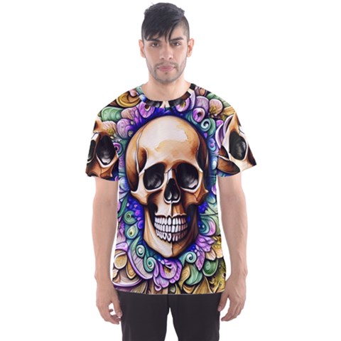 Gothic Skull Men s Sport Mesh Tee by GardenOfOphir