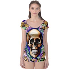 Gothic Skull Boyleg Leotard  by GardenOfOphir