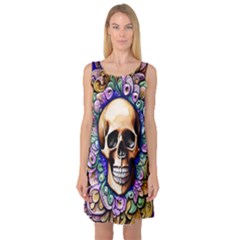 Gothic Skull Sleeveless Satin Nightdress by GardenOfOphir