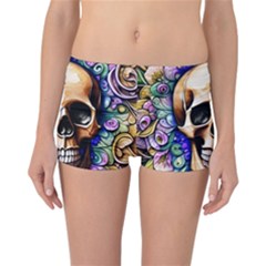 Gothic Skull Reversible Boyleg Bikini Bottoms by GardenOfOphir