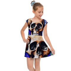 Gothic Skull Kids  Cap Sleeve Dress by GardenOfOphir