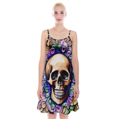 Gothic Skull Spaghetti Strap Velvet Dress