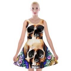 Gothic Skull Velvet Skater Dress