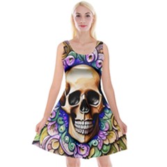 Gothic Skull Reversible Velvet Sleeveless Dress