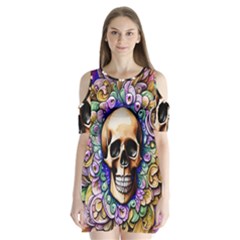 Gothic Skull Shoulder Cutout Velvet One Piece