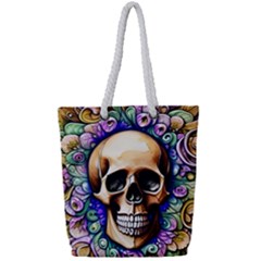 Gothic Skull Full Print Rope Handle Tote (small) by GardenOfOphir