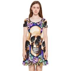 Gothic Skull Inside Out Cap Sleeve Dress by GardenOfOphir