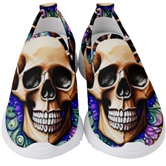 Gothic Skull Kids  Slip On Sneakers by GardenOfOphir