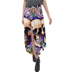 Gothic Skull Velour Split Maxi Skirt by GardenOfOphir