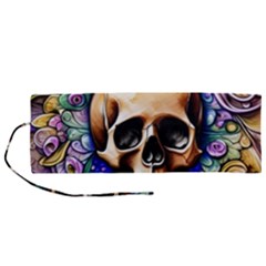 Gothic Skull Roll Up Canvas Pencil Holder (m) by GardenOfOphir