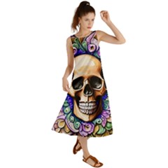 Gothic Skull Summer Maxi Dress by GardenOfOphir