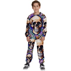 Gothic Skull Kids  Sweatshirt Set by GardenOfOphir