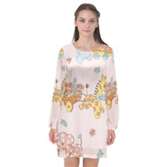 Mohanad Fa Long Sleeve Chiffon Shift Dress 