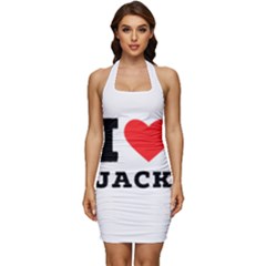 I Love Jack Sleeveless Wide Square Neckline Ruched Bodycon Dress