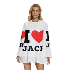 I Love Jack Round Neck Long Sleeve Bohemian Style Chiffon Mini Dress by ilovewhateva