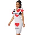 I love raymond Vintage Frill Sleeve V-Neck Bodycon Dress View2