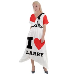 I Love Larry Cross Front Sharkbite Hem Maxi Dress by ilovewhateva