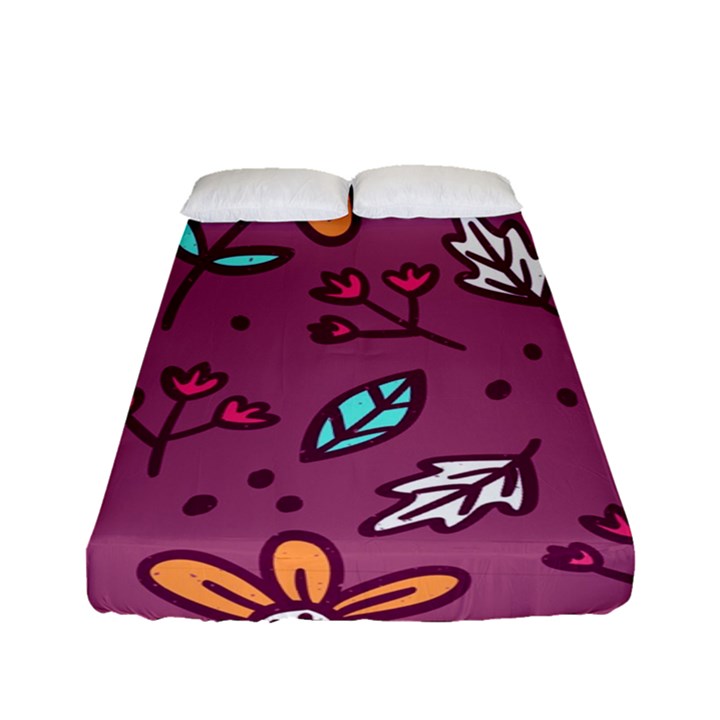 Flowers Petals Leaves Foliage Fitted Sheet (Full/ Double Size)