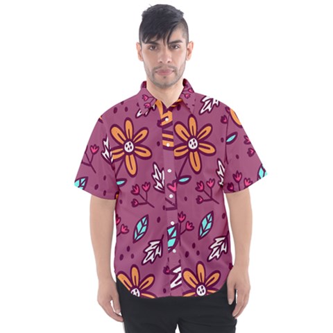 Flowers Petals Leaves Foliage Men s Short Sleeve Shirt by Ravend