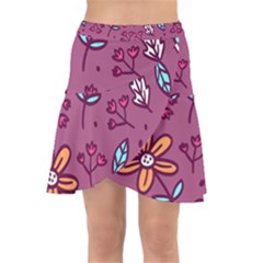 Flowers Petals Leaves Foliage Wrap Front Skirt by Ravend