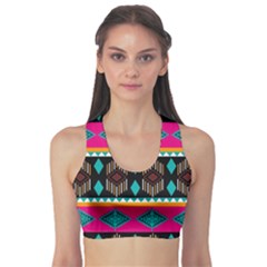 Abstract Art Pattern Design Vintage Sports Bra by Ravend